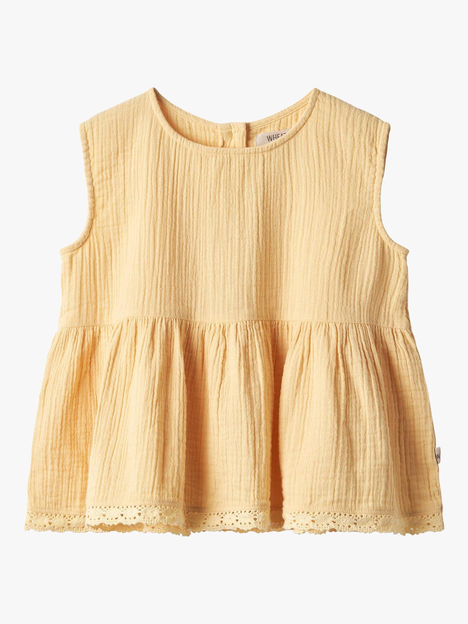 WHEAT Kids' Lace Hannah Blouse, Pale Apricot
