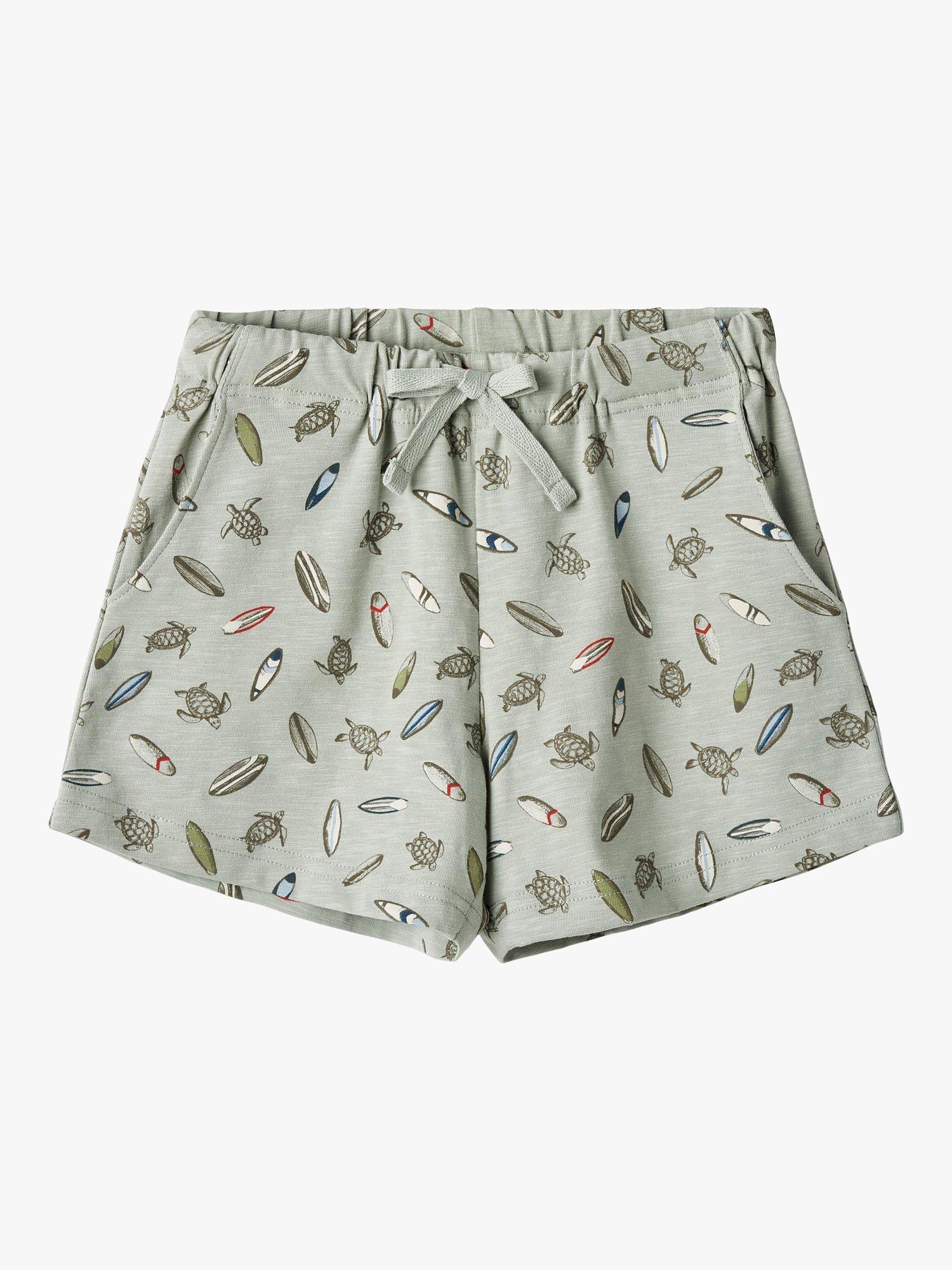 Wheat Kids' Kalle Organic Cotton Turtle Surf Print Shorts, Multi