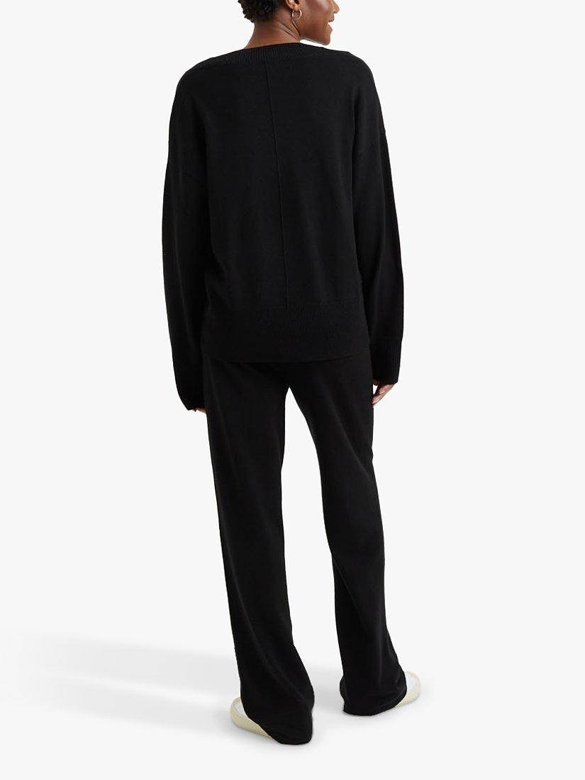 Product image 2 of 4, which shows Chinti & Parker Wool Cashmere Blend Wide Leg Joggers, Black, XS