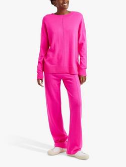 Chinti & Parker Wool Cashmere Blend Wide Leg Joggers, Hot Pink