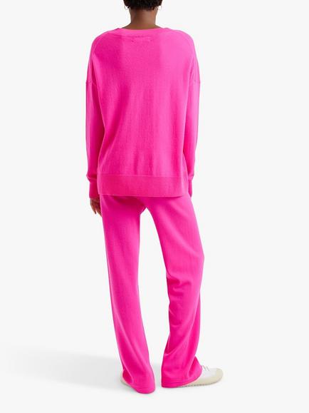 Chinti & Parker Wool Cashmere Blend Wide Leg Joggers - view 2, Hot Pink