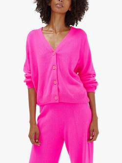 Chinti & Parker Cashmere Blend Boxy Cardigan, Hot Pink