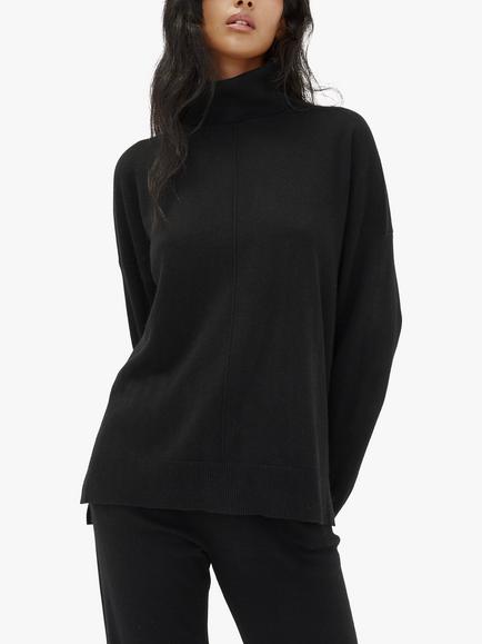 Chinti & Parker Roll Neck Wool Rich Jumper, Black