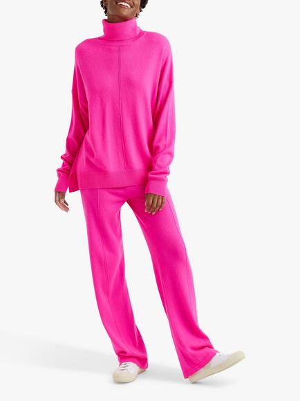 Chinti & Parker Roll Neck Wool Rich Jumper, Hot Pink