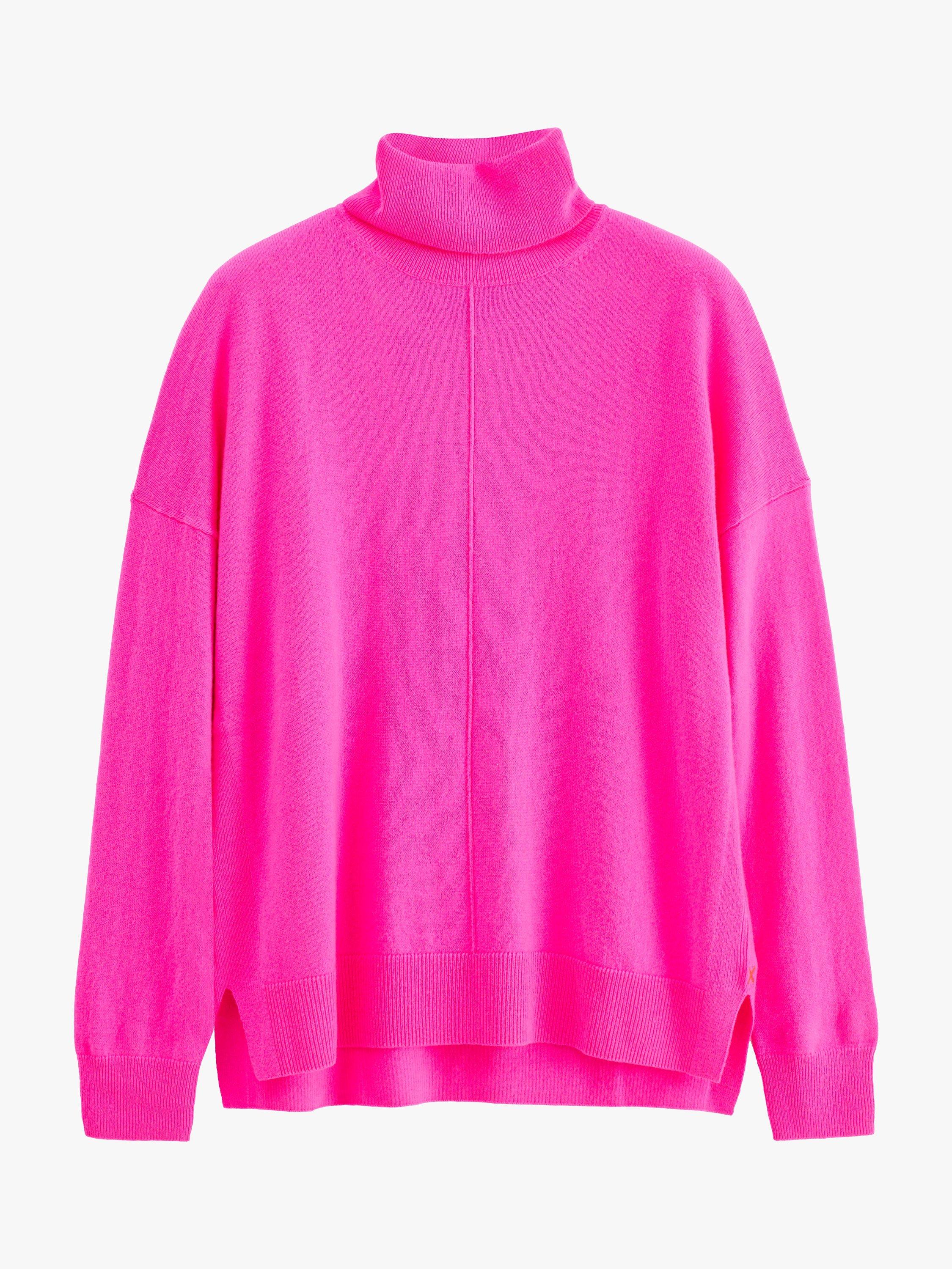 Product image 3 of 3, which shows Chinti & Parker Roll Neck Wool Rich Jumper, Hot Pink, XS