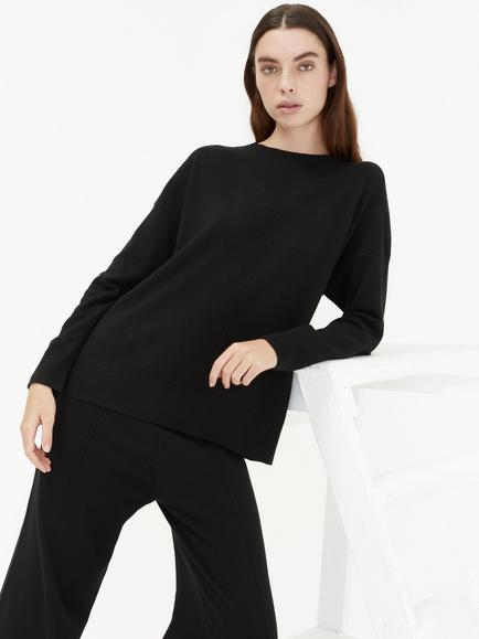 Chinti & Parker Wool Blend Slouchy Jumper, Black