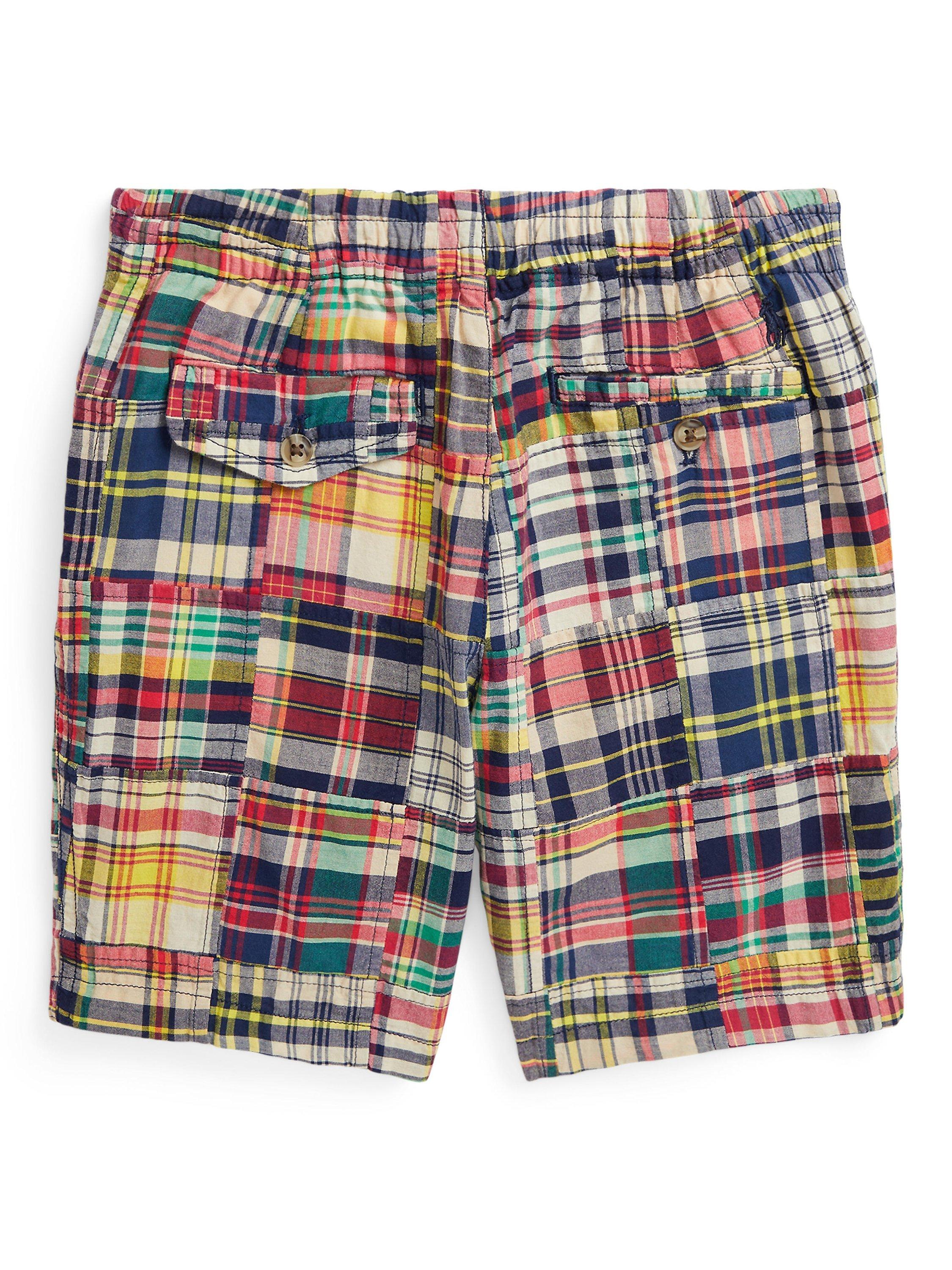 Ralph Lauren Kids' Polo Prepster Patchwork Madras Shorts, Red/Multi, 5 years