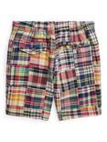 Ralph Lauren Kids' Polo Prepster Patchwork Madras Shorts, Red/Multi