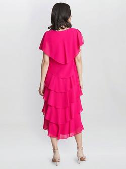 Gina Bacconi Tessa Tiered Shoulder Trim Midi Dress - view 2, Fuchsia