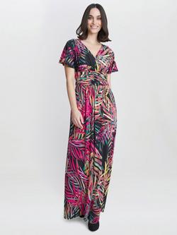 Gina Bacconi Felicity Jersey Maxi Dress, Black/Multi, Black/Multi