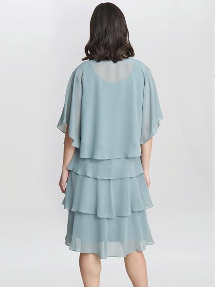 Gina Bacconi Toni Layered Scoop Neck Dress and Jacket - view 2, Sage