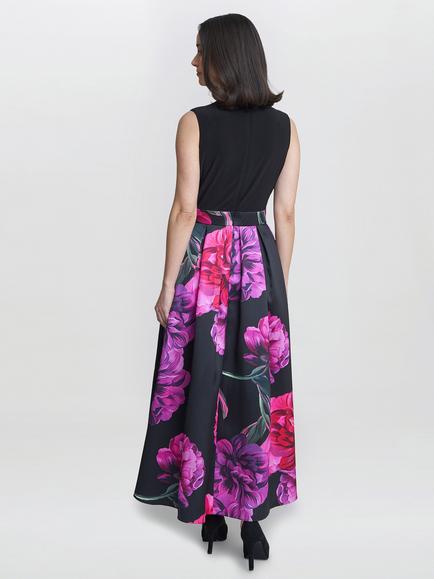 Gina Bacconi  Annabelle Printed High Low Dress, Black/Multi - view 2, Black/Multi