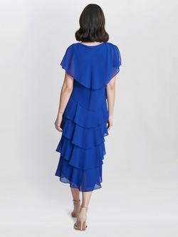 Gina Bacconi Tessa Tiered Shoulder Trim Midi Dress - view 2, Cobalt