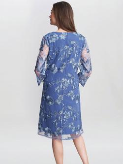 Gina Bacconi Savoy Embroidered Dress - view 2, Blue
