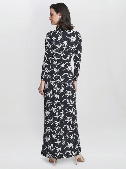 Gina Bacconi Jade Jersey Wrap Maxi Dress, Black/Off White - view 2, Black/Off White