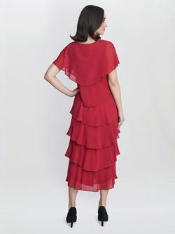 Gina Bacconi Rebecca Tiered Midi Dress - view 2, Red