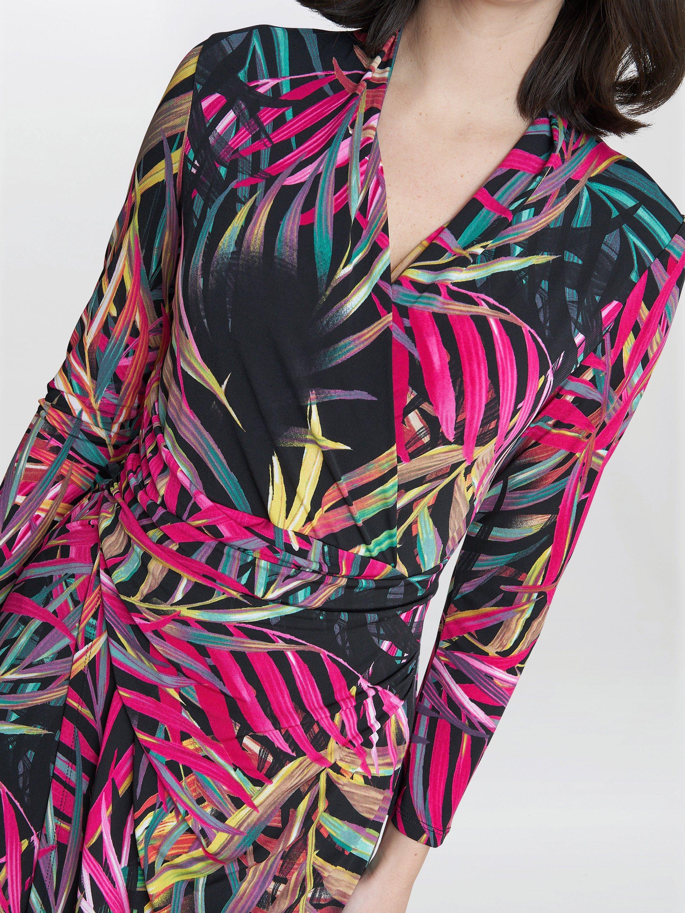 Product image 4 of 4, which shows Gina Bacconi Keira Jersey Wrap Dress, Black/Multi, 8