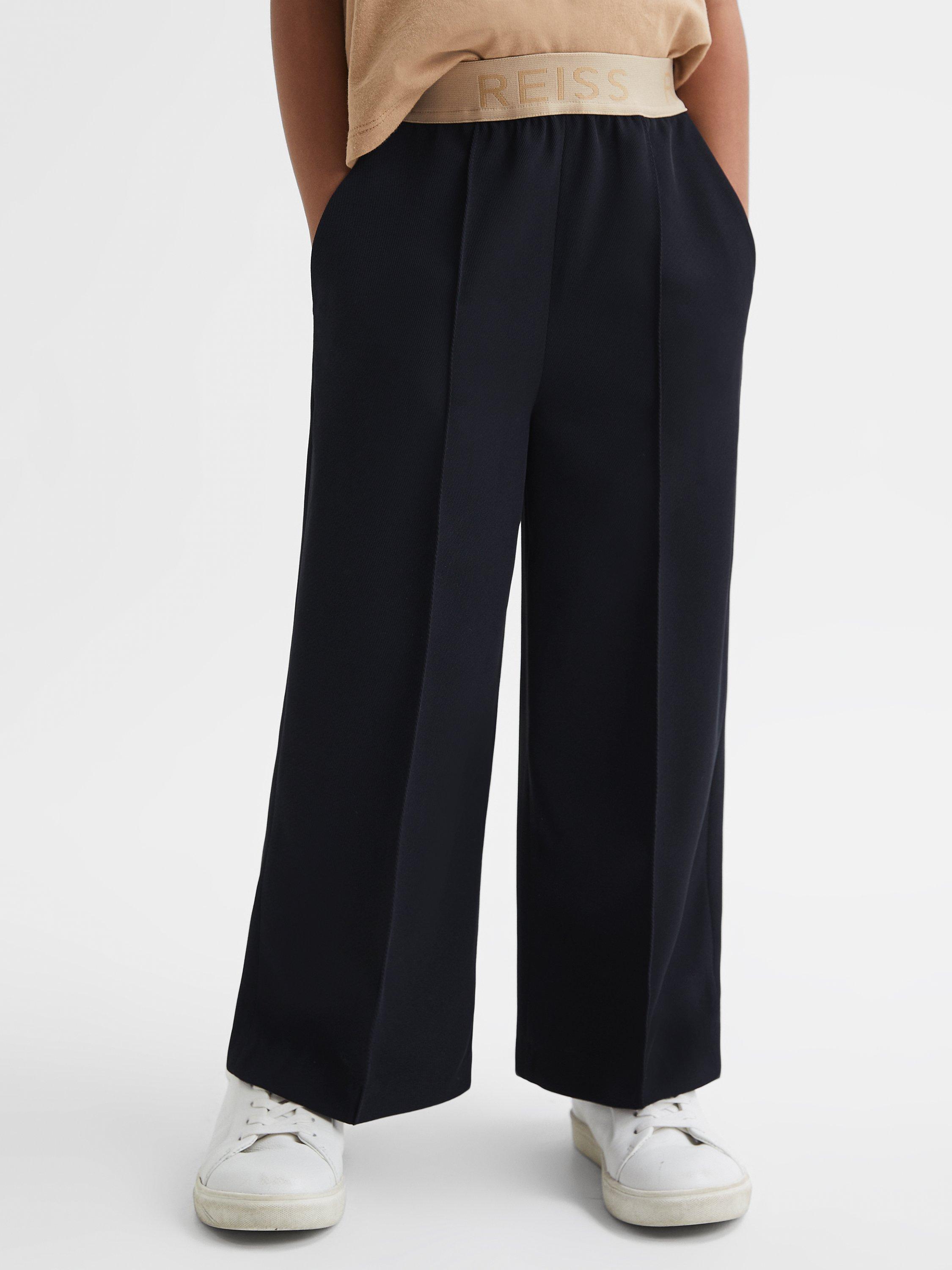 Reiss Kids' Ayana Wide Leg Trousers, Navy