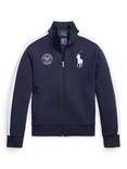 Ralph Lauren Kids' Wimbledon Ballperson Double Knit Track Zip Through Jacket, Blue Navy