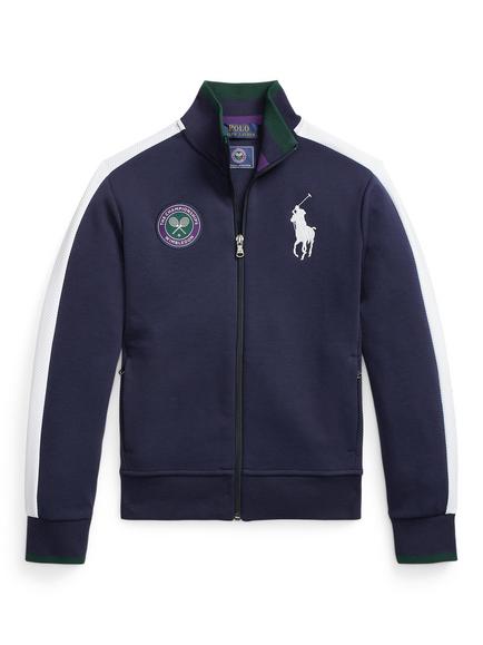 Ralph Lauren Kids' Wimbledon Ballperson Double Knit Track Zip Through Jacket, Blue Navy, Blue Navy