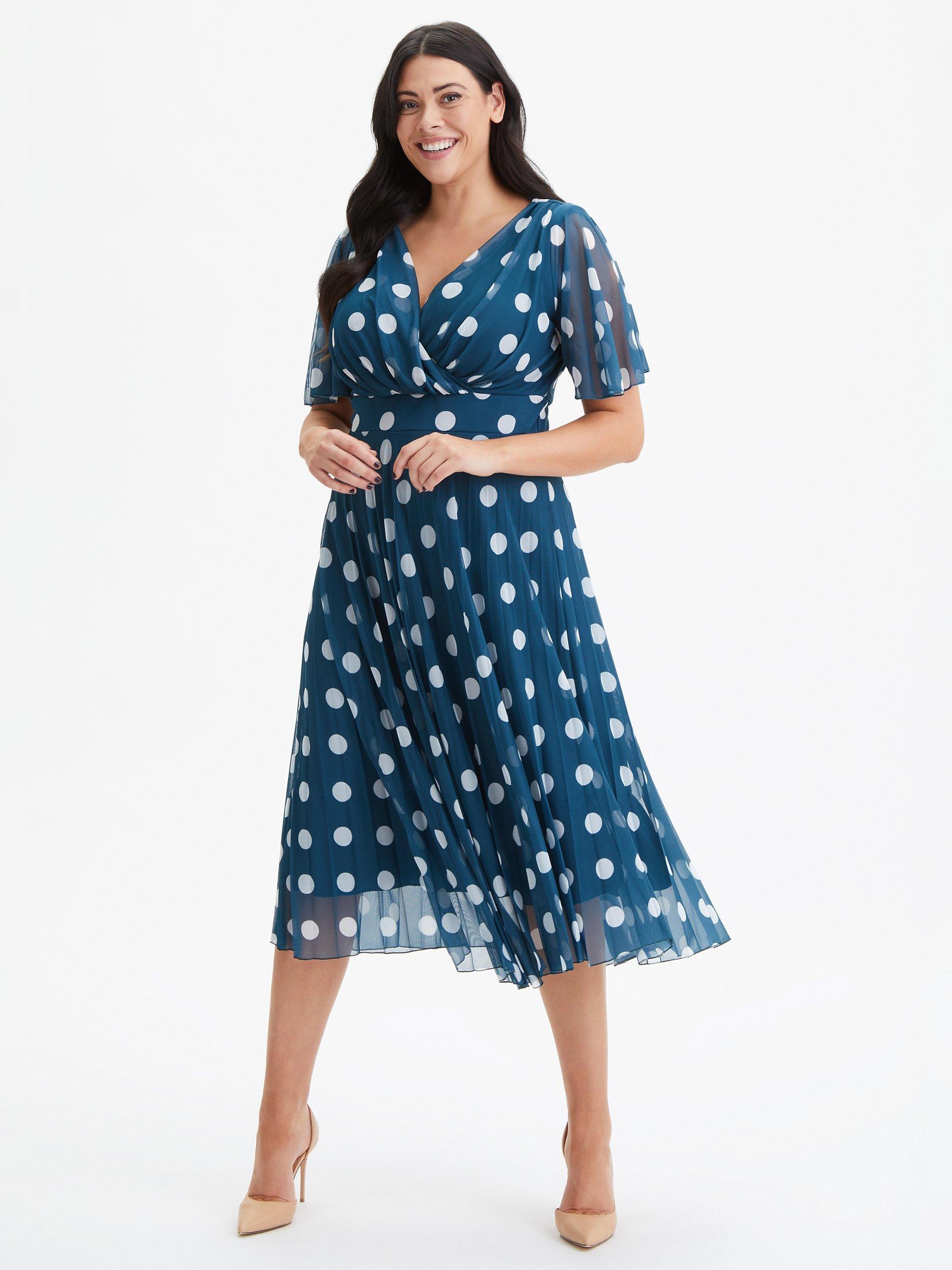 Scarlett & Jo Carole Wrap Bodice Sunray Pleated Midi Dress