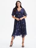 Scarlett & Jo Julie Hanky Hem Dress, Navy Wheat