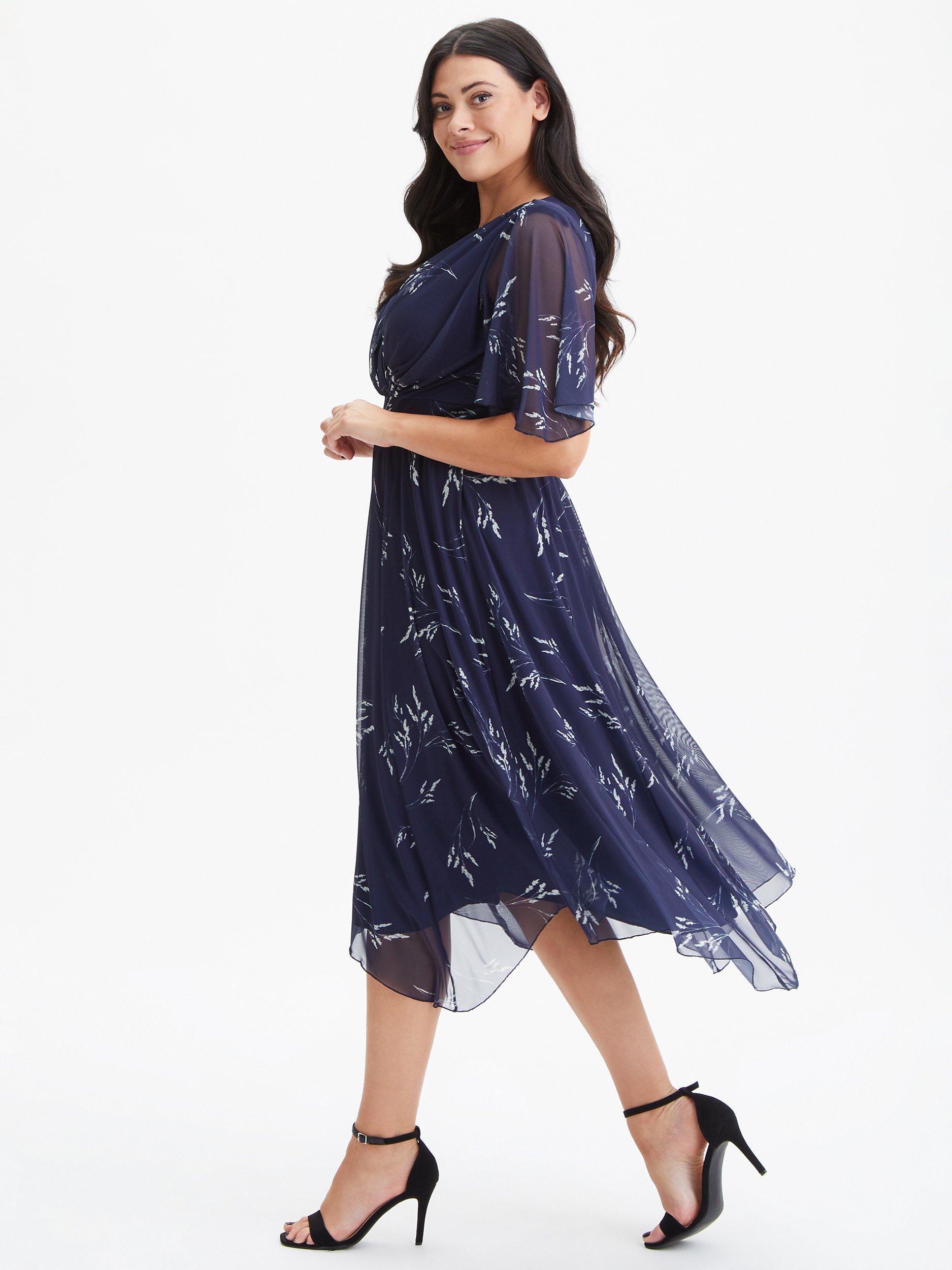 Scarlett & Jo Julie Hanky Hem Dress, Navy Wheat, 12