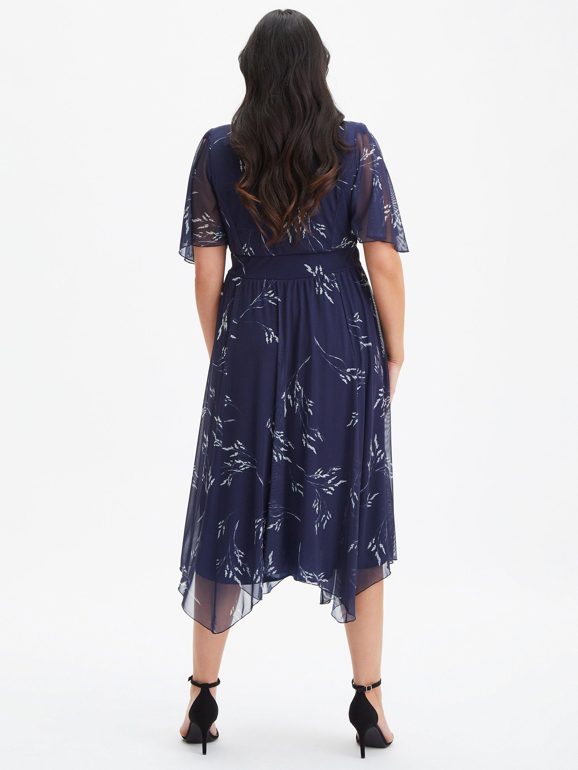 Scarlett & Jo Julie Hanky Hem Dress, Navy Wheat, 12