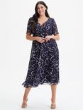 Scarlett & Jo Victoria Angel Sleeve Mesh Midi Dress, Navy Ecru