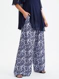 Scarlett & Jo Wide Leg Lounge Trousers, Navy/Ivory