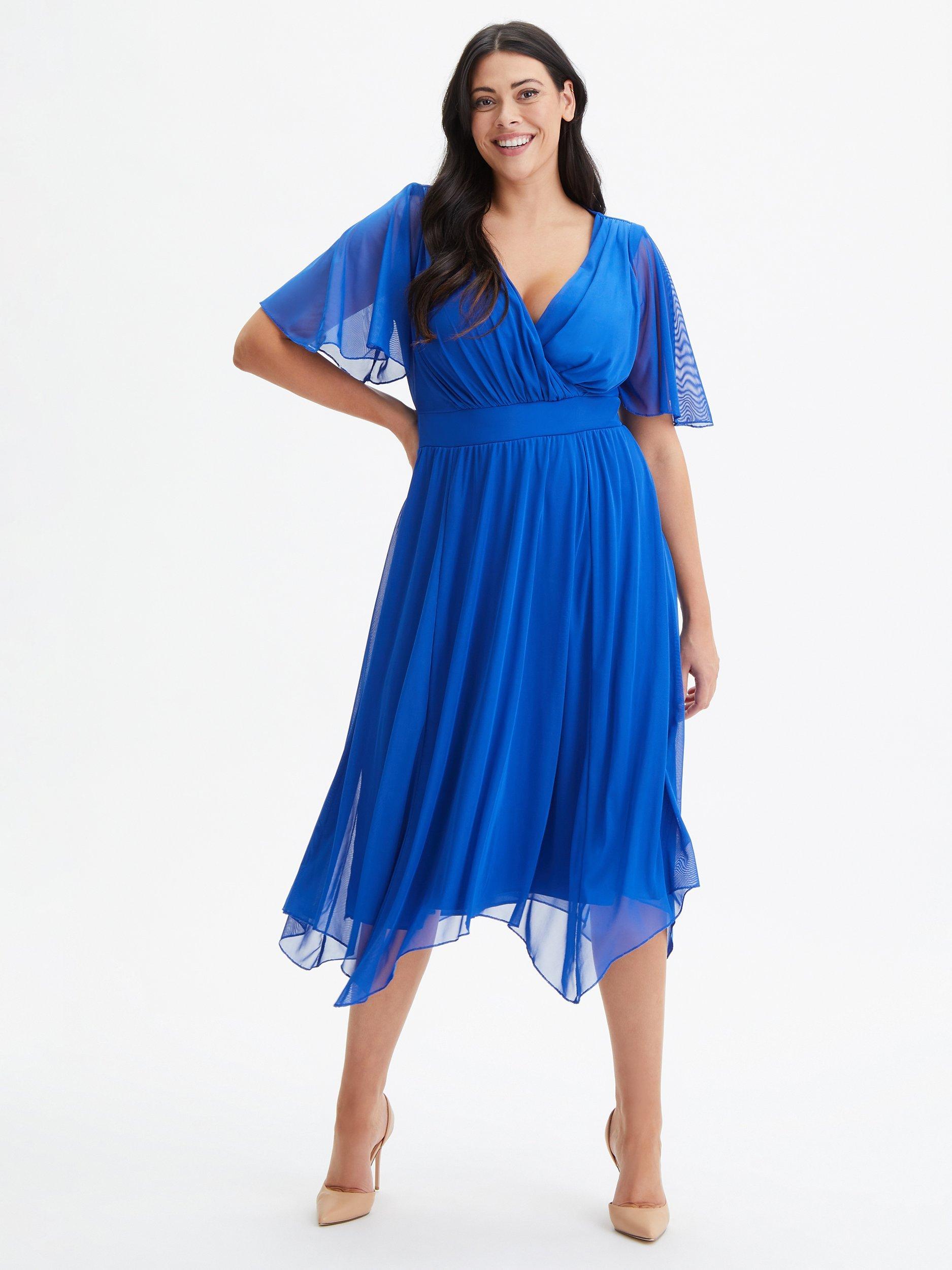 Scarlett & Jo Julie Hanky Hem Dress, Solid Cobalt