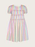 Monsoon Kids' Pastel Rainbow Puff Sleeve Pliss Occasion Dress, Multi