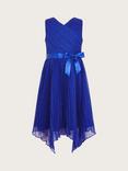 Monsoon Kids' Prima Pleat Sparkle Party Dress, Blue