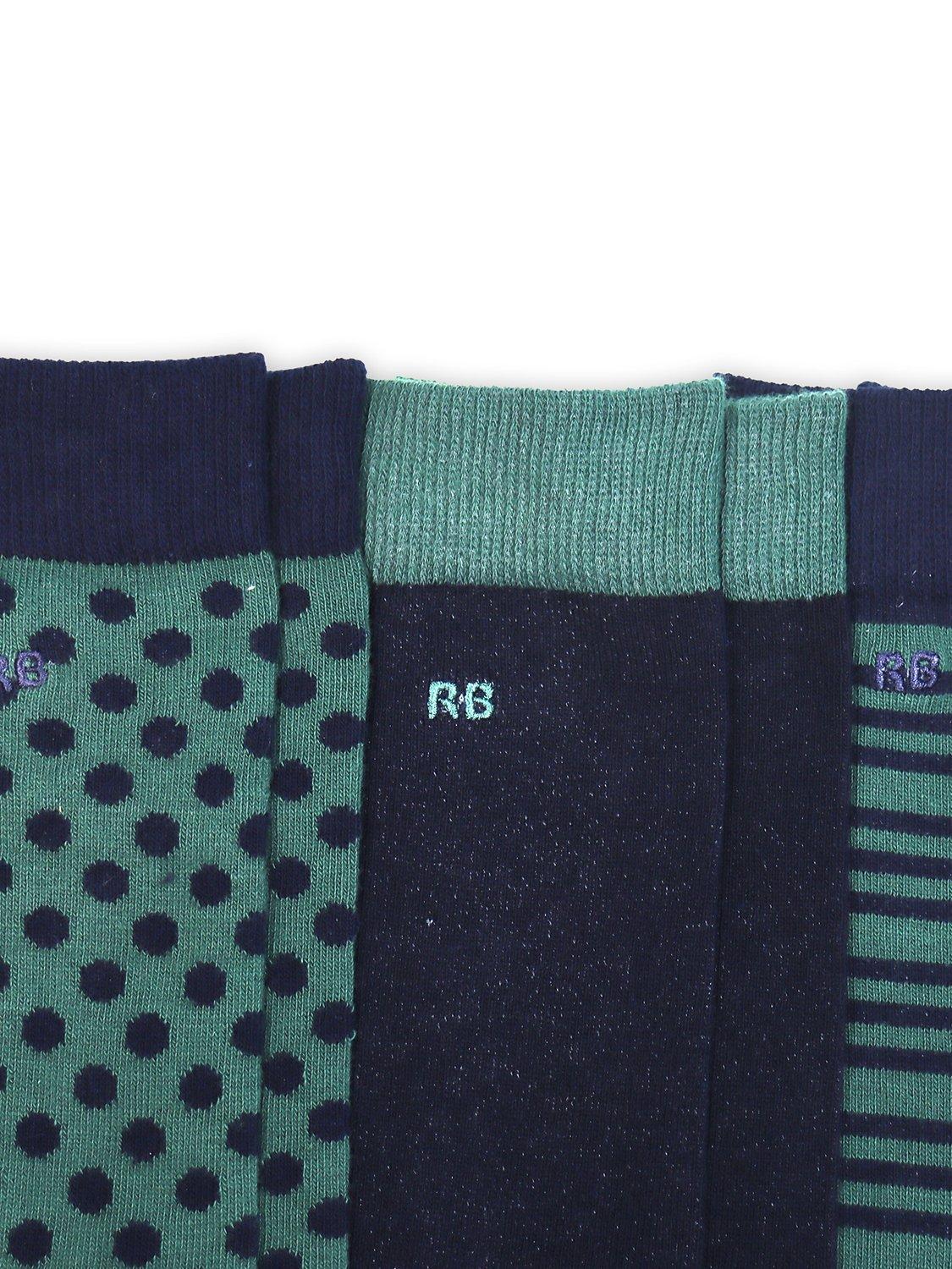 Product image 4 of 4, which shows Raging Bull Patterned Cotton Blend Socks, Pack of 3, Teal/Navy, 6-9