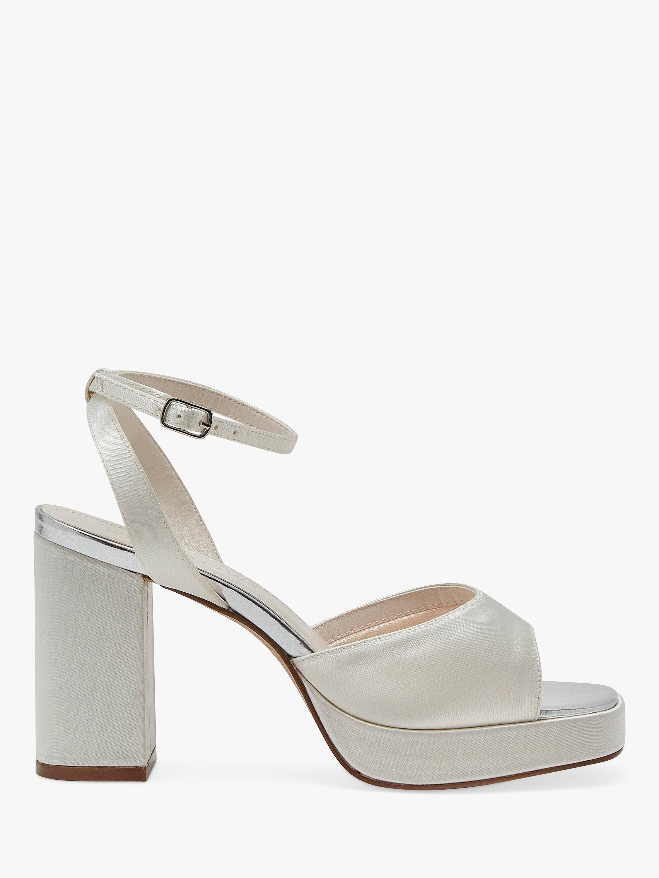 Rainbow Club Amy Block Heel Satin Sandals, Ivory, 7S