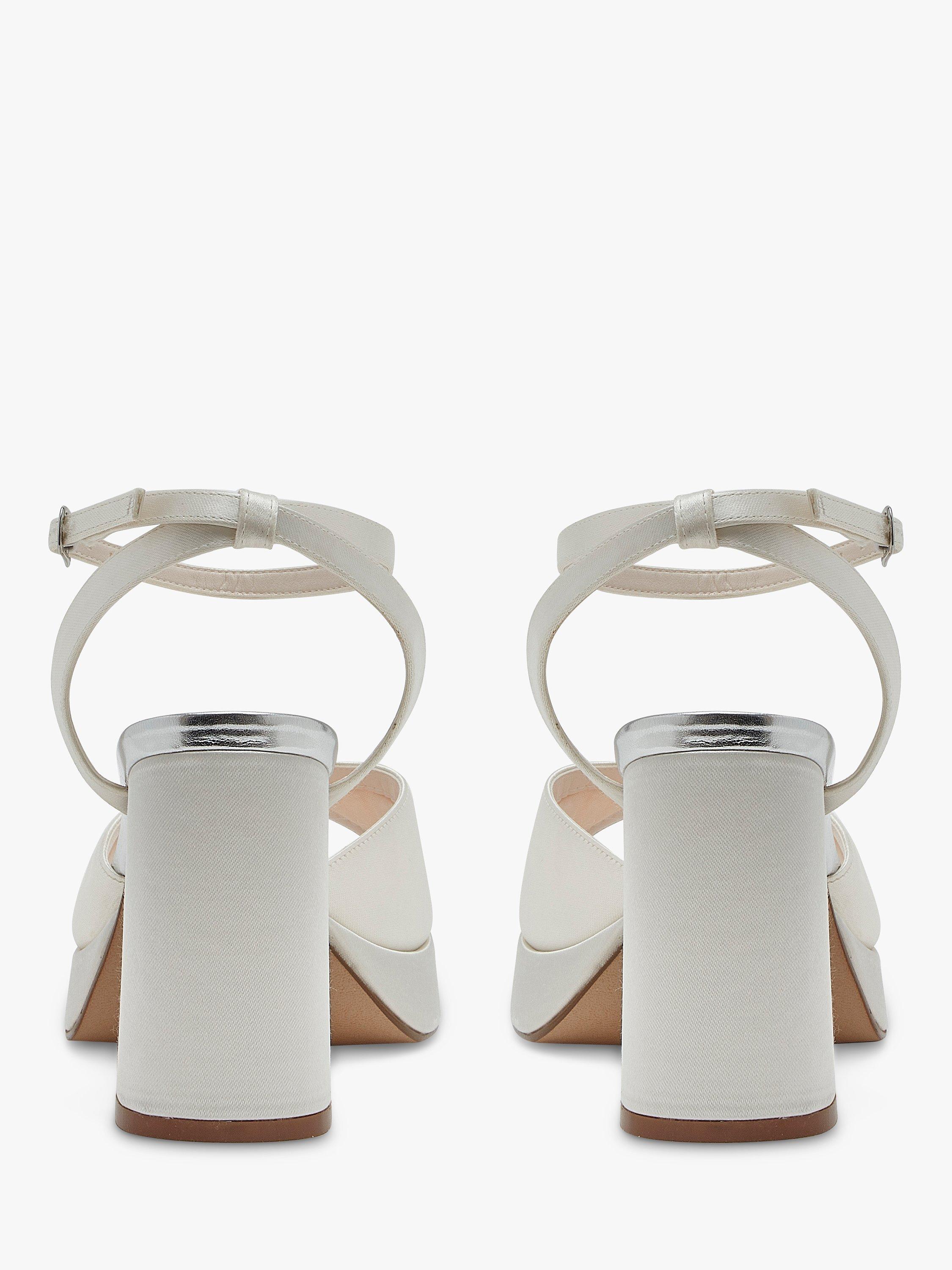 Product image 3 of 4, which shows Rainbow Club Amy Block Heel Satin Sandals, Ivory, 7S