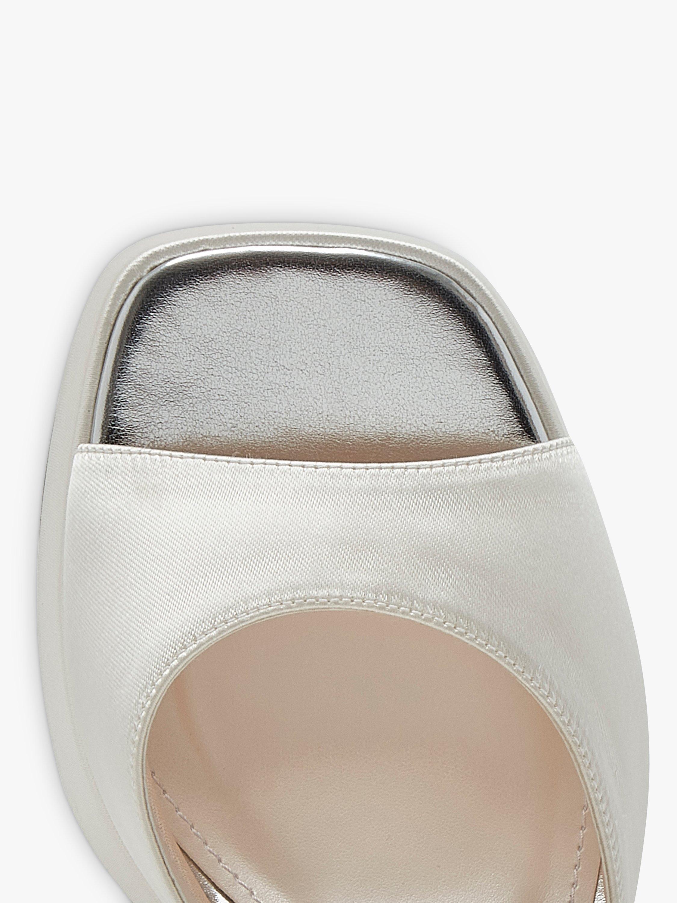 Product image 4 of 4, which shows Rainbow Club Amy Block Heel Satin Sandals, Ivory, 7S