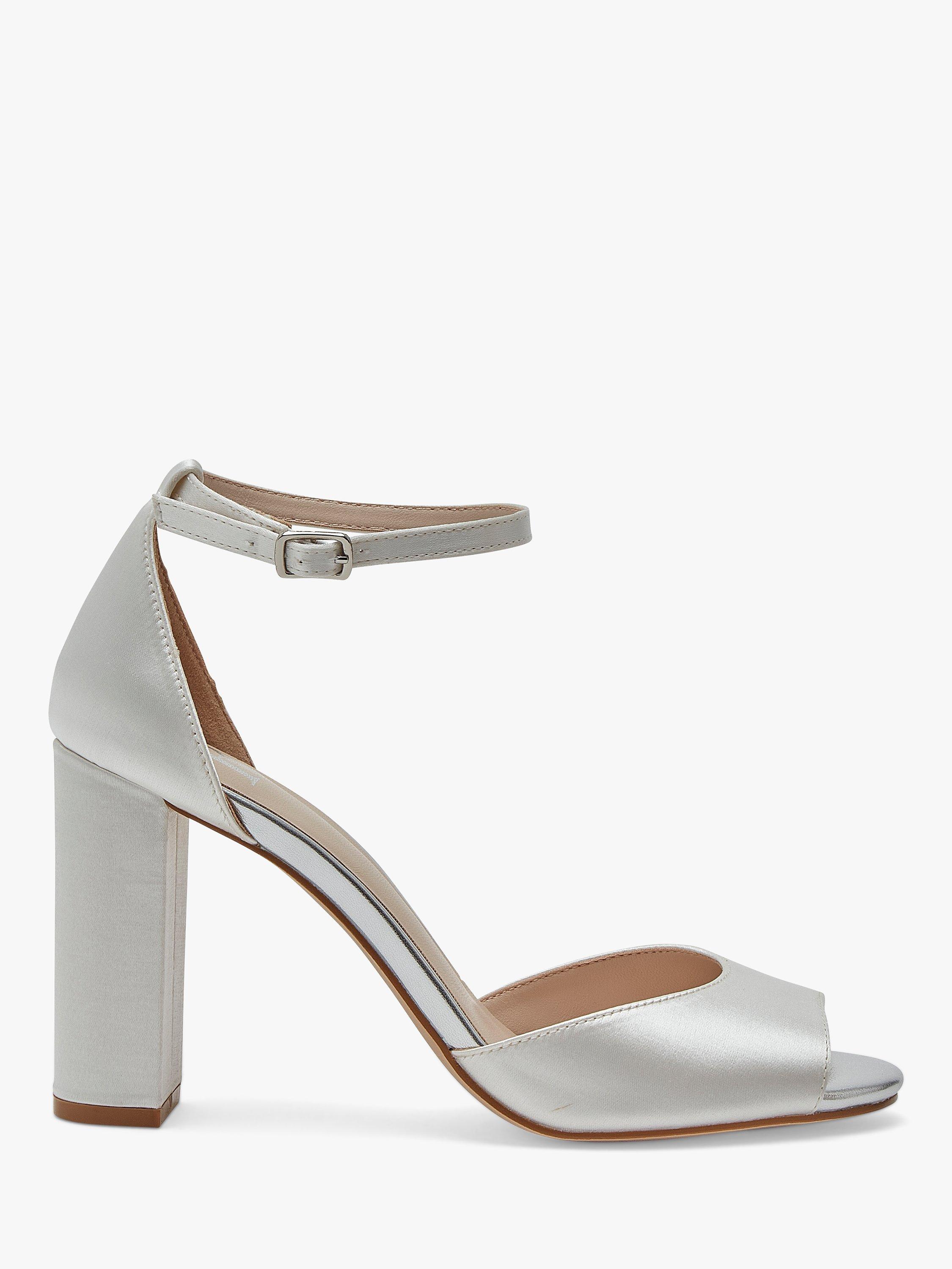 Product image 1 of 4, which shows Rainbow Club Kala Ankle Strap Wedding Sandals, Ivory Satin, 4