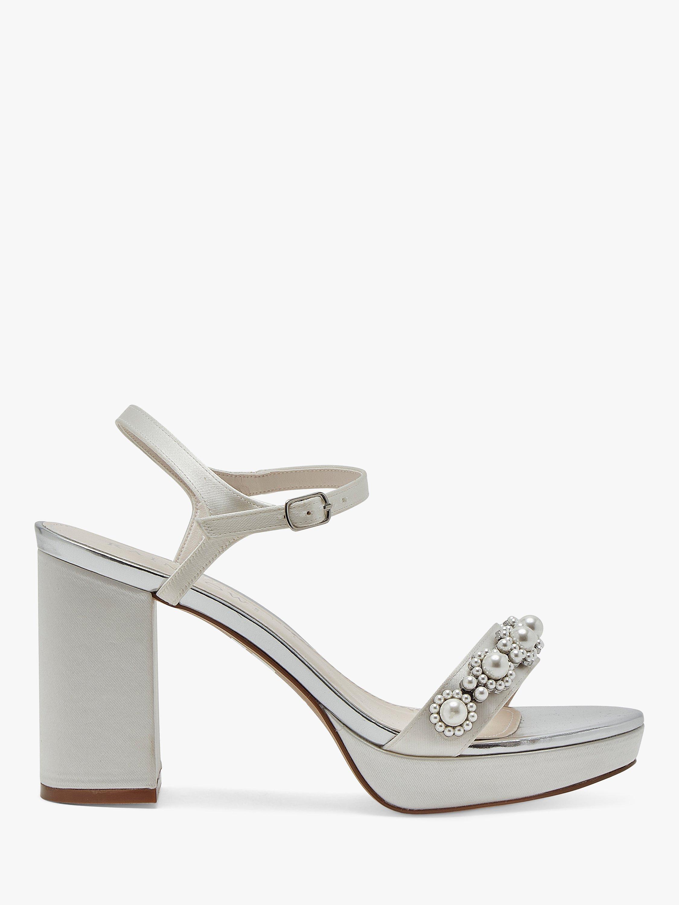 Rainbow Club Amara Faux Pearl Block Heel Sandals, Ivory, 7S