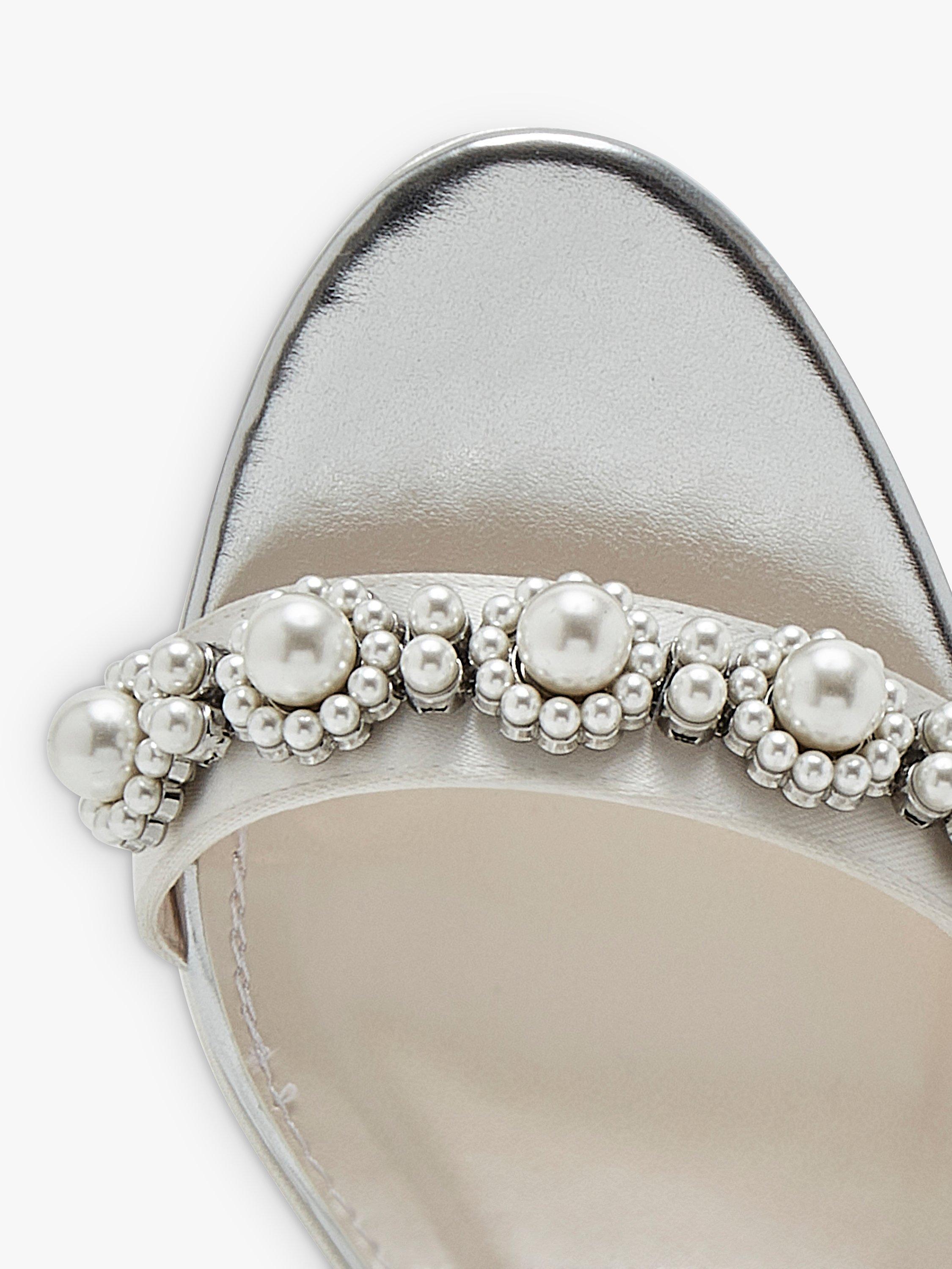 Product image 4 of 4, which shows Rainbow Club Amara Faux Pearl Block Heel Sandals, Ivory, 7S