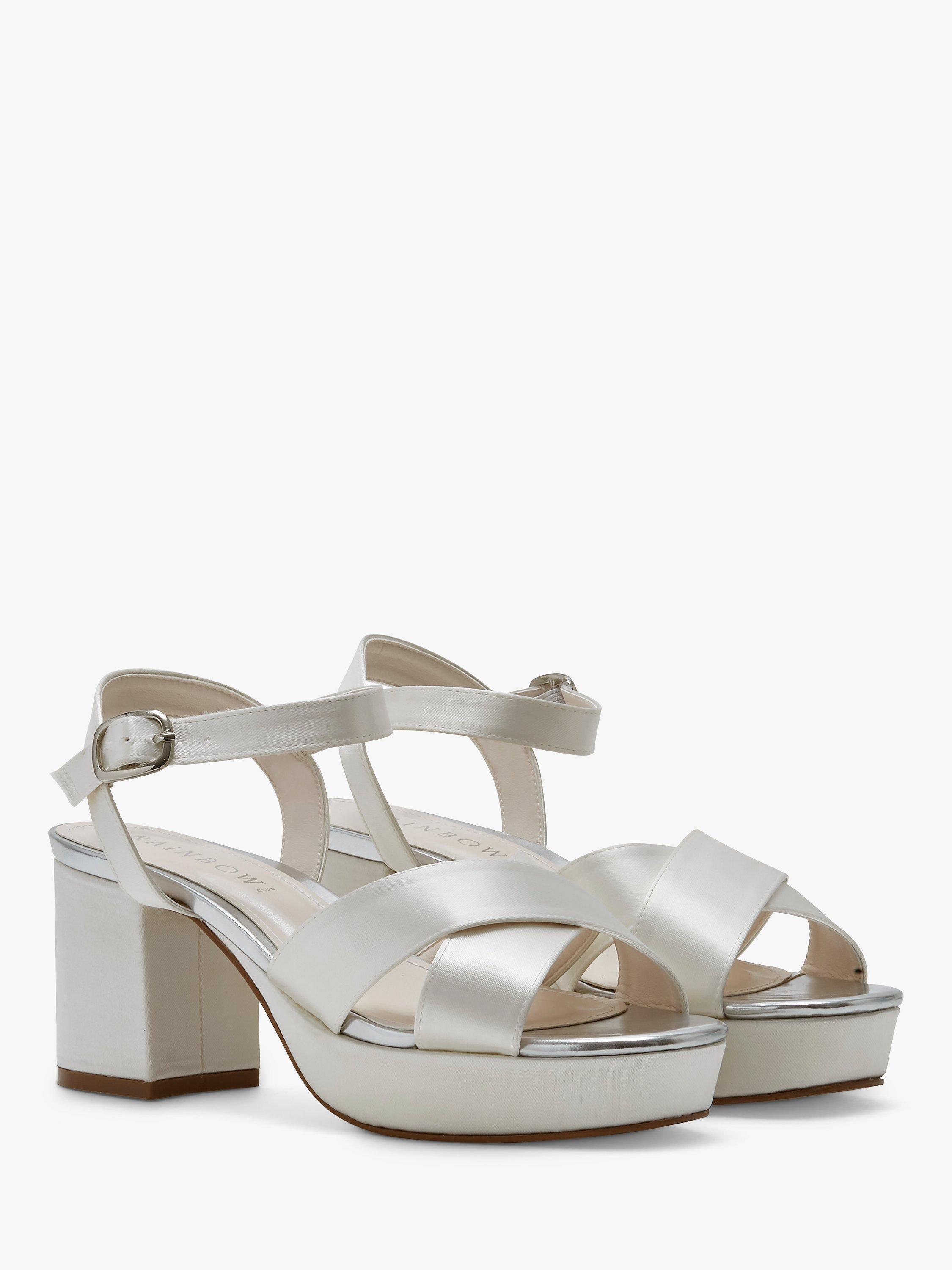 Product image 2 of 4, which shows Rainbow Club Zuri Platform Wedding Sandals, Ivory Satin, 3
