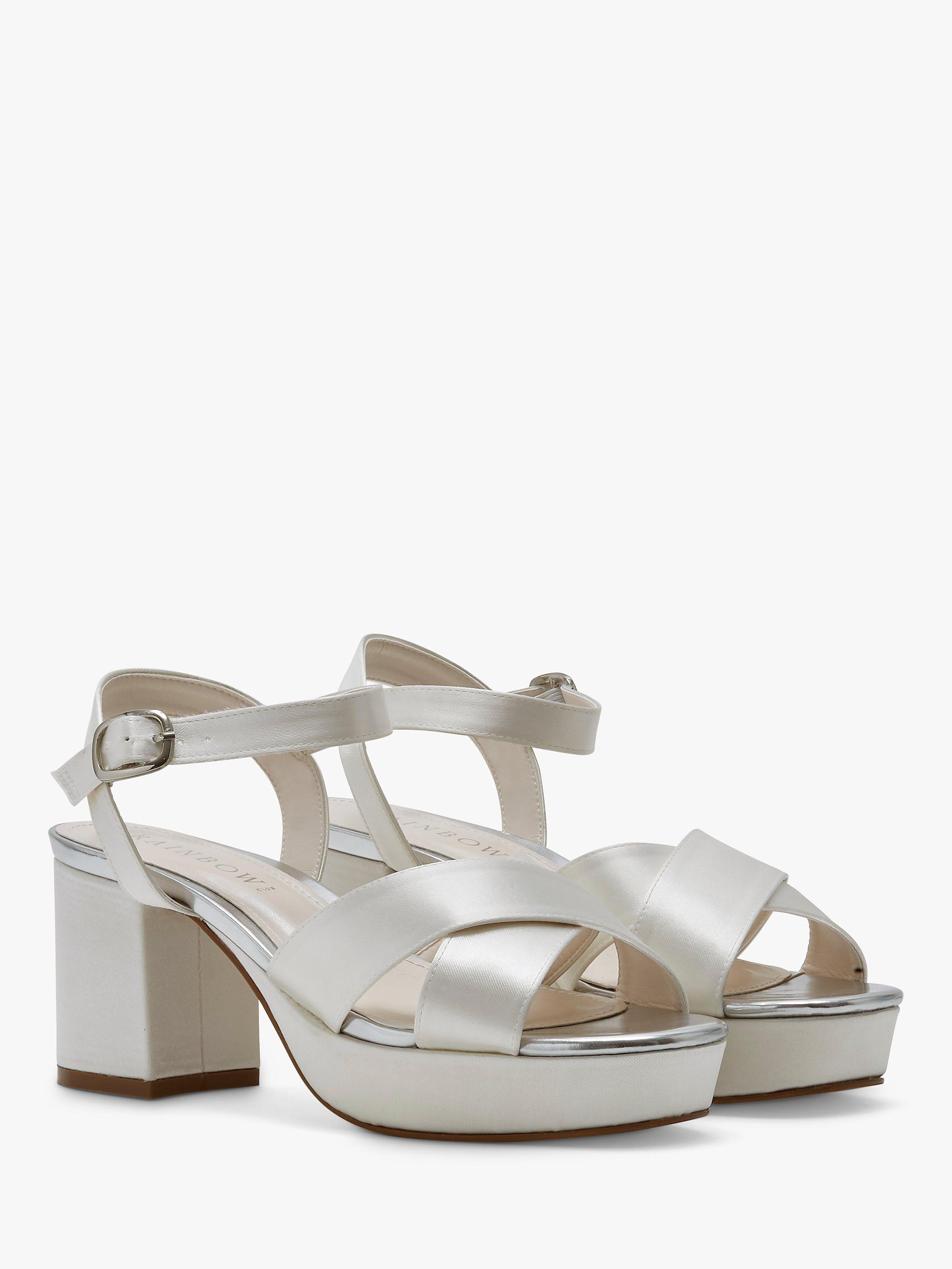 Rainbow Club Zuri Platform Wedding Sandals, Ivory Satin, 3