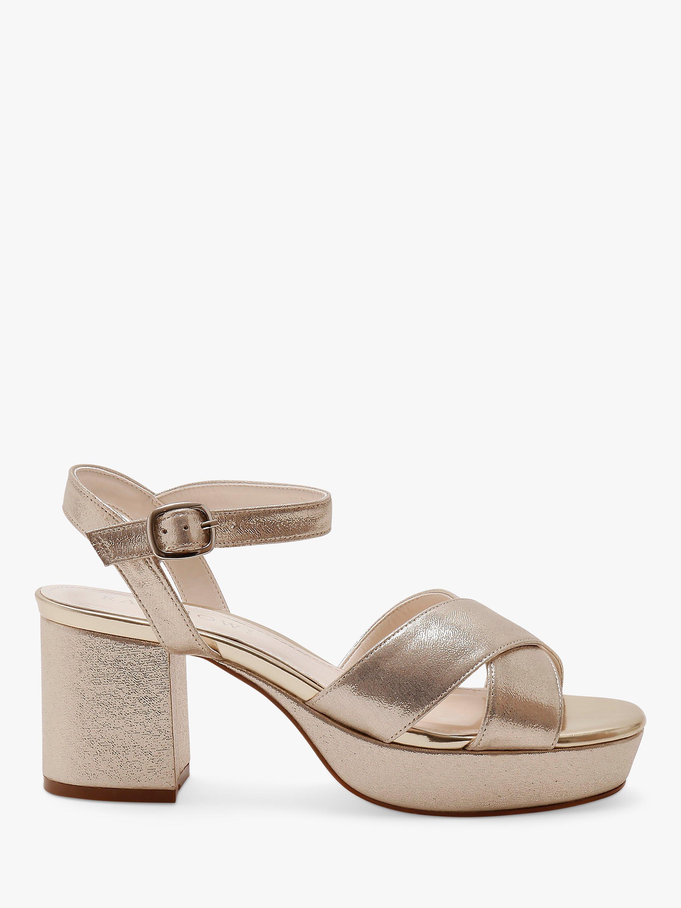 Product image 1 of 4, which shows Rainbow Club Zuri Sparkle Fabric Platform Sandals, Gold, 3