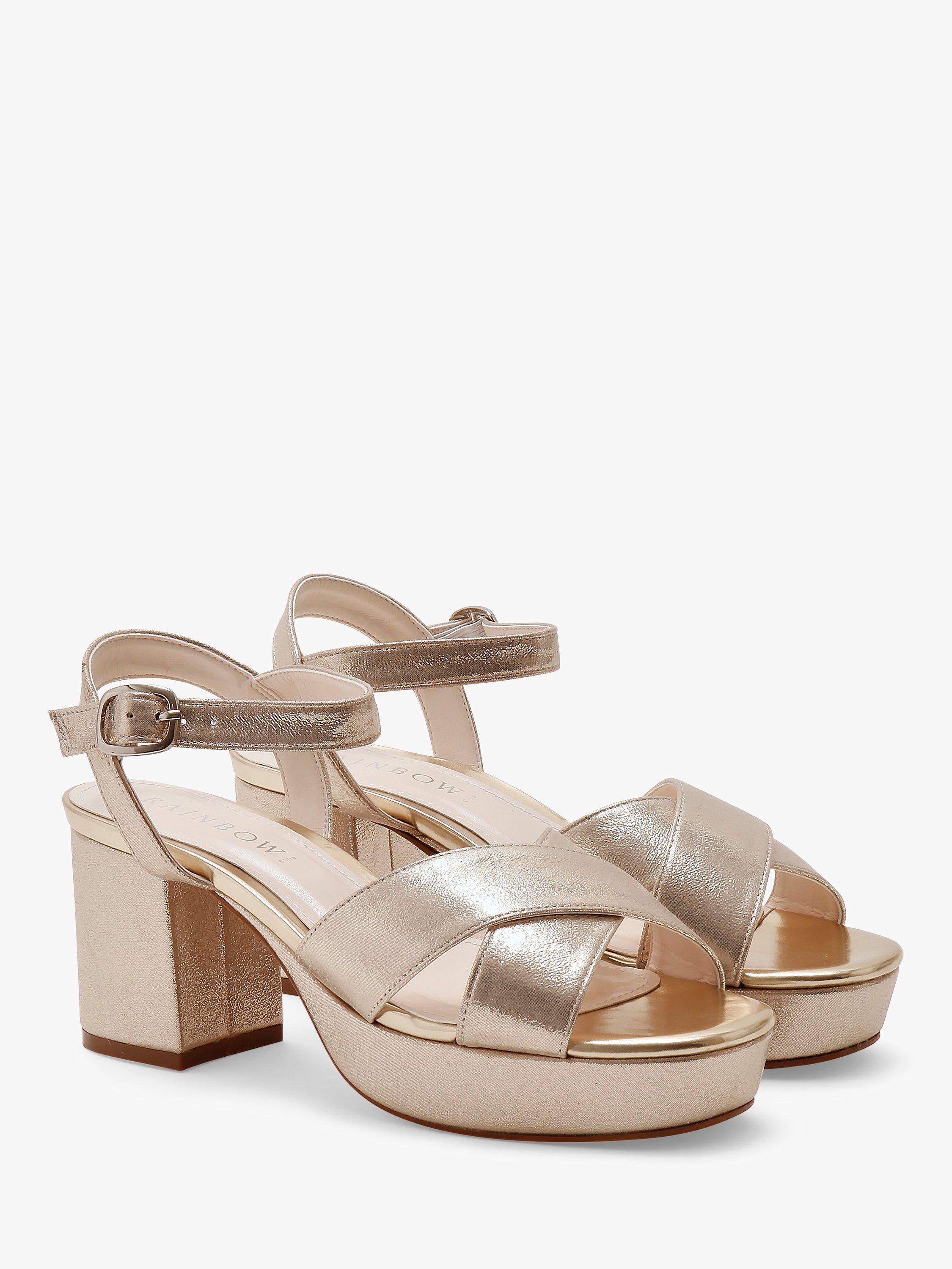 Product image 2 of 4, which shows Rainbow Club Zuri Sparkle Fabric Platform Sandals, Gold, 3
