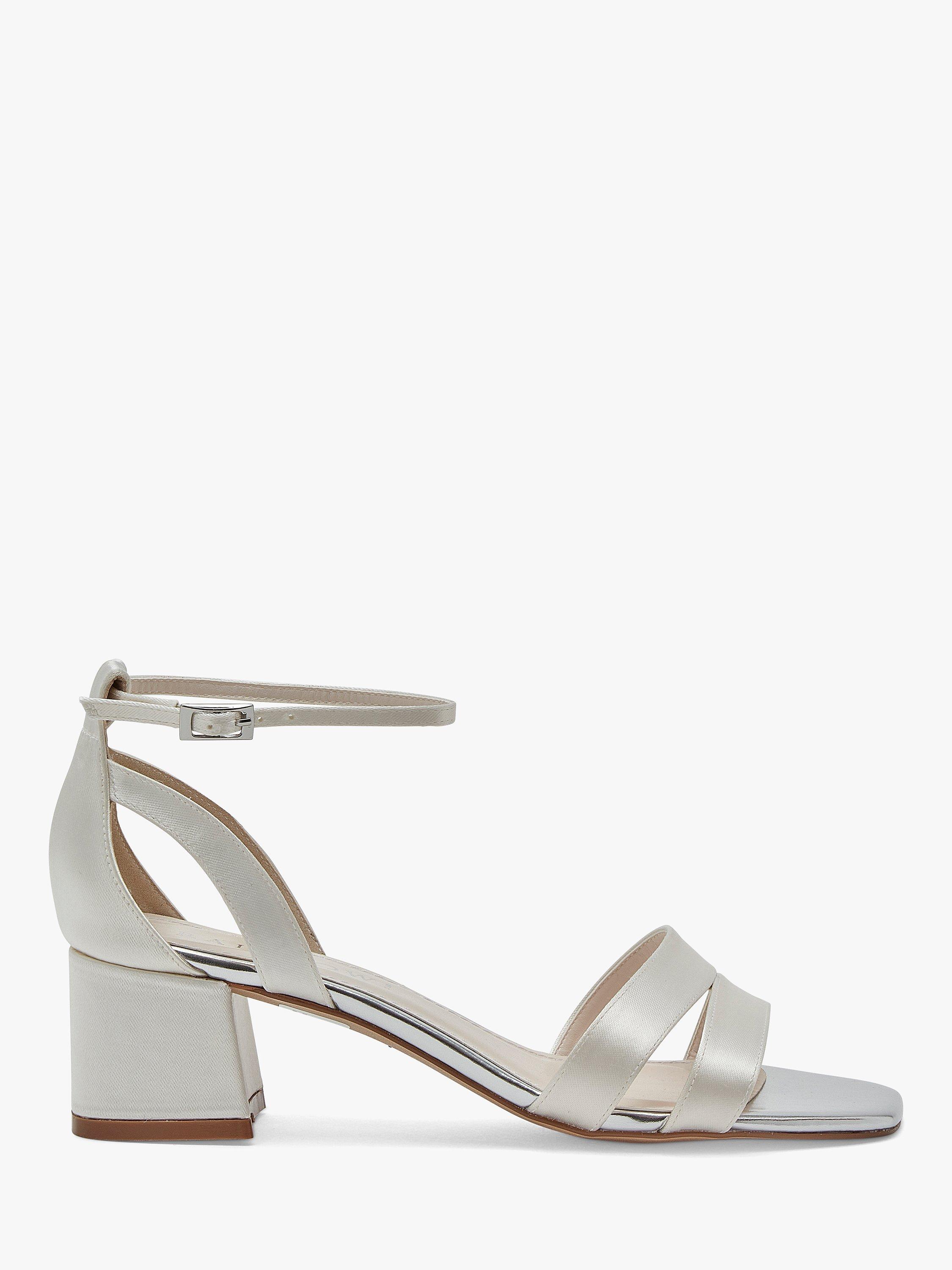 Rainbow Club Zara Low Heel Wedding Sandals, Ivory Satin, 3