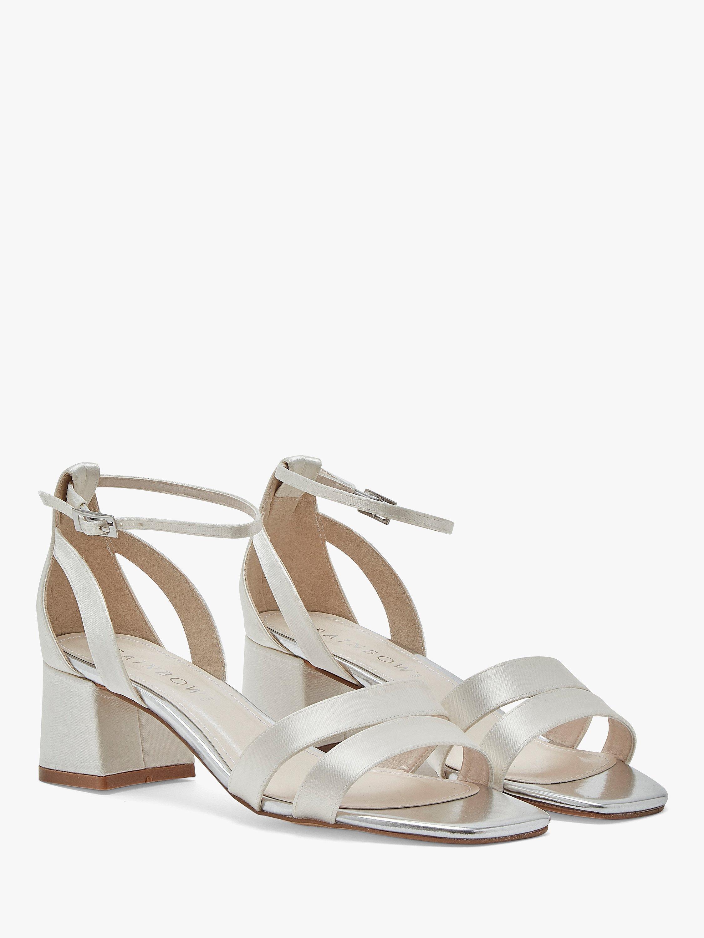 Rainbow Club Zara Low Heel Wedding Sandals, Ivory Satin, 3