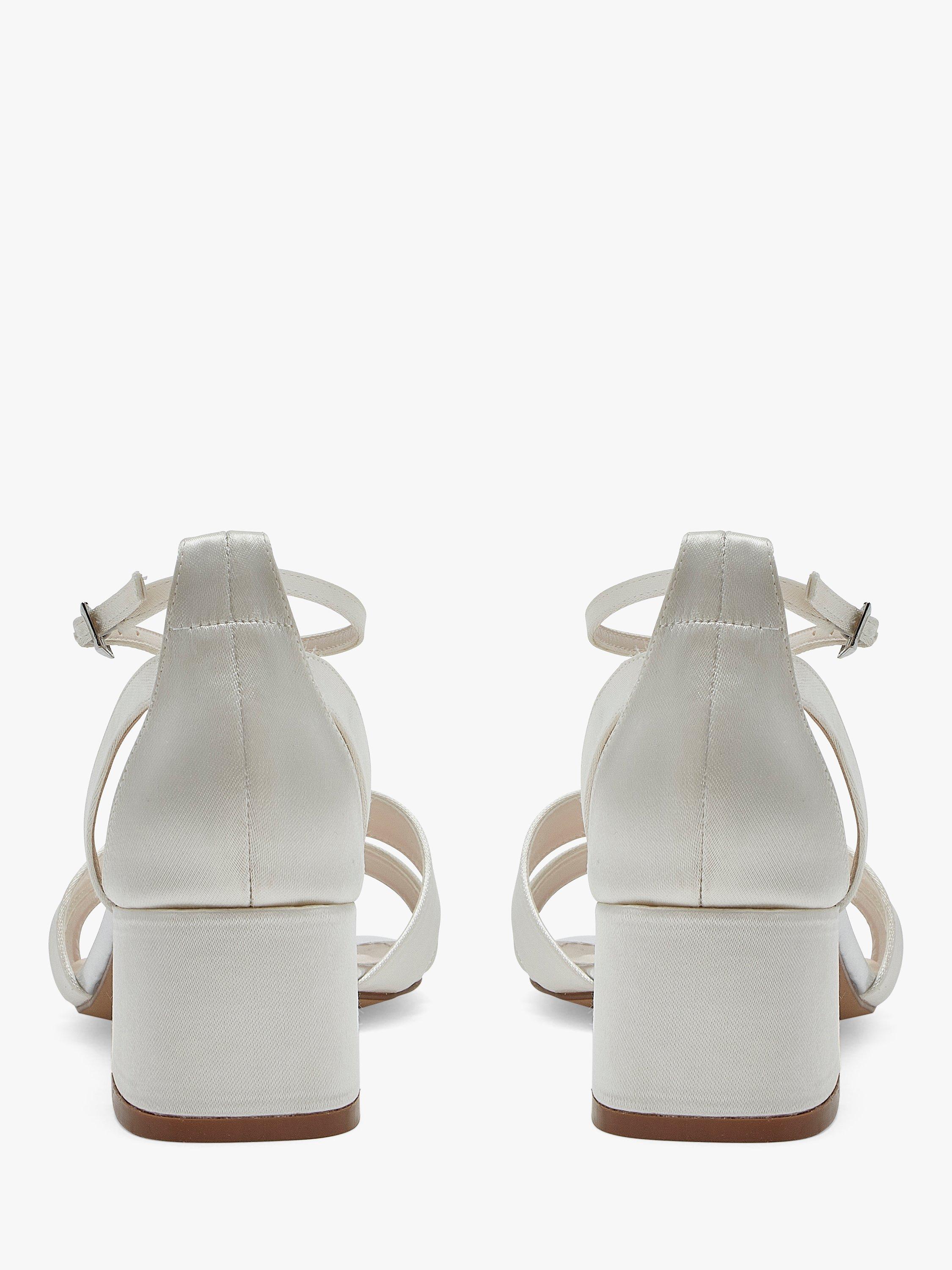 Rainbow Club Zara Low Heel Wedding Sandals, Ivory Satin, 3