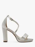 Rainbow Club Block Heel Wedding Sandals, Ivory Satin