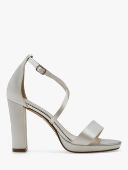 Rainbow Club Block Heel Wedding Sandals, Ivory Satin, Ivory Satin