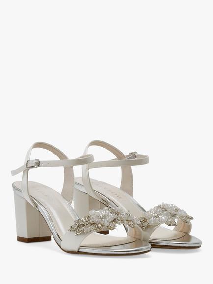 Rainbow Club Mia Wide Fit Wedding Sandals, Ivory Satin - view 2, Ivory Satin